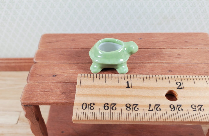 Dollhouse Miniature Green Turtle Planter Pot Ceramic 1:12 Scale - MiniatureCrush