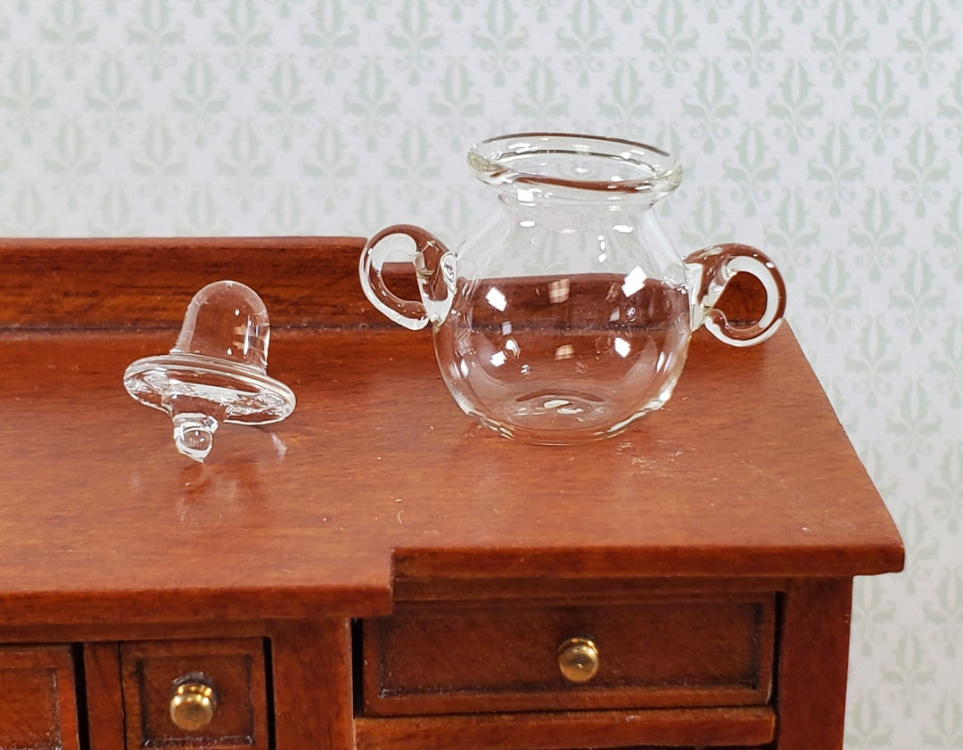 Dollhouse Miniature Jar for Candy or Sugar Handles and Top Clear Glass Pot Belly - Miniature Crush