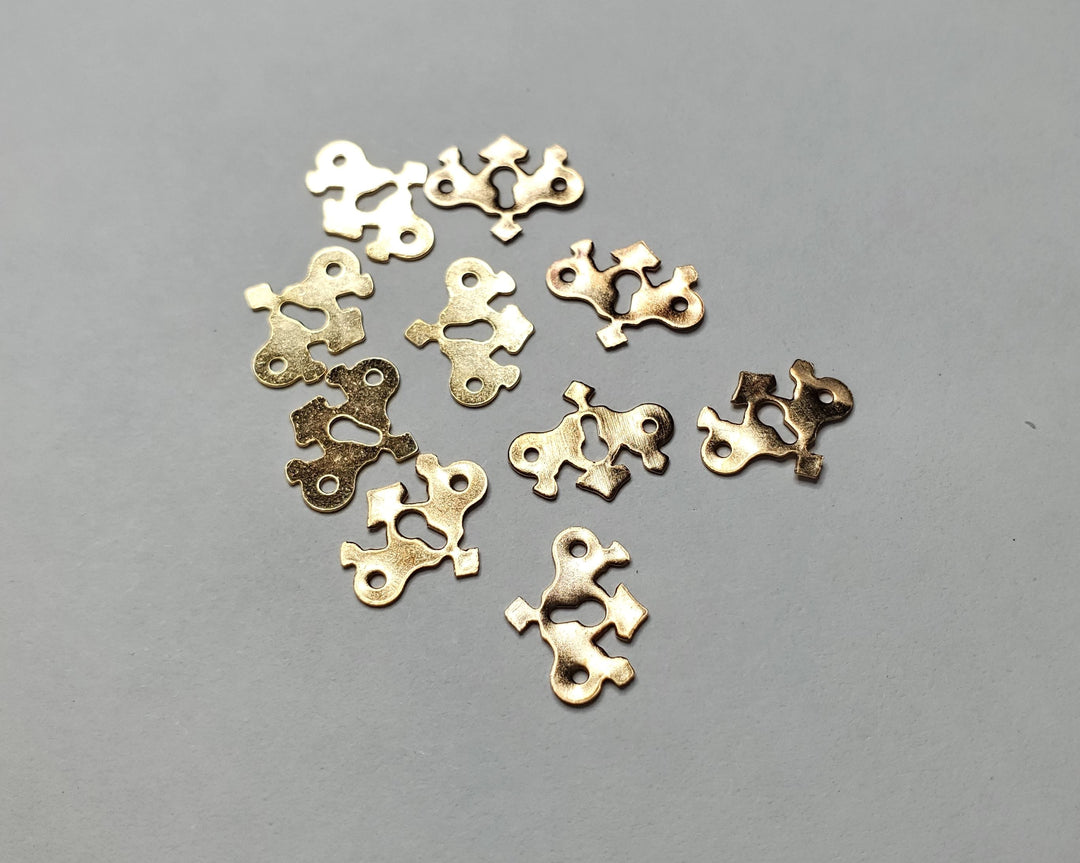 Dollhouse Miniature Key Plate x10 Gold Plated Brass 1:12 Scale Chippendale Style - MiniatureCrush