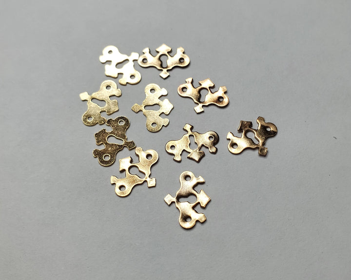 Dollhouse Miniature Key Plate x10 Gold Plated Brass 1:12 Scale Chippendale Style - MiniatureCrush