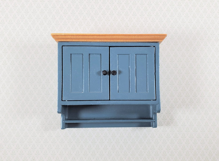 Dollhouse Miniature Kitchen Cupboard Hanging with Doors and Shelf 1:12 Scale Blue - Miniature Crush