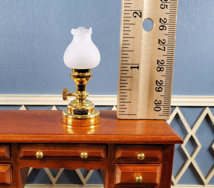 Dollhouse Miniature LED Battery Light Tulip Table Lamp Gold 1:12 Scale Lantern - Miniature Crush