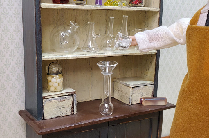 Dollhouse Miniature Mad Scientist Flask Jar Set Glass Beakers Funnel 1:12 Scale - MiniatureCrush