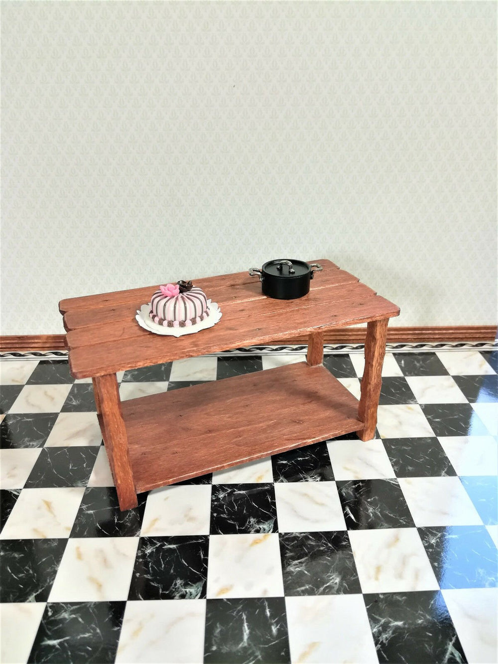 Dollhouse Miniature Marble Tile Black & White Square Checked Flooring 1:12 Scale - Miniature Crush