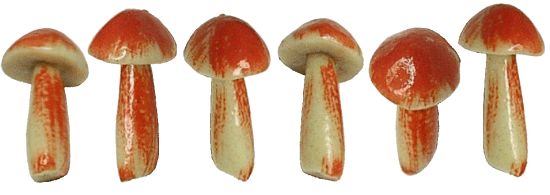 Dollhouse Miniature Mushrooms x6 Large Tan & Red 1:12 Scale Magic Fairy Garden - MiniatureCrush