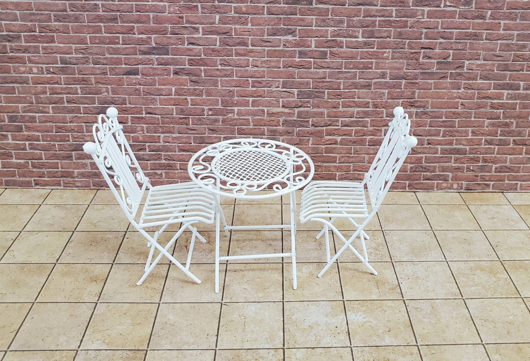 Dollhouse Miniature Patio Set Metal Table 2 Chairs 1:12 Scale Fairy Garden Bistro - Miniature Crush