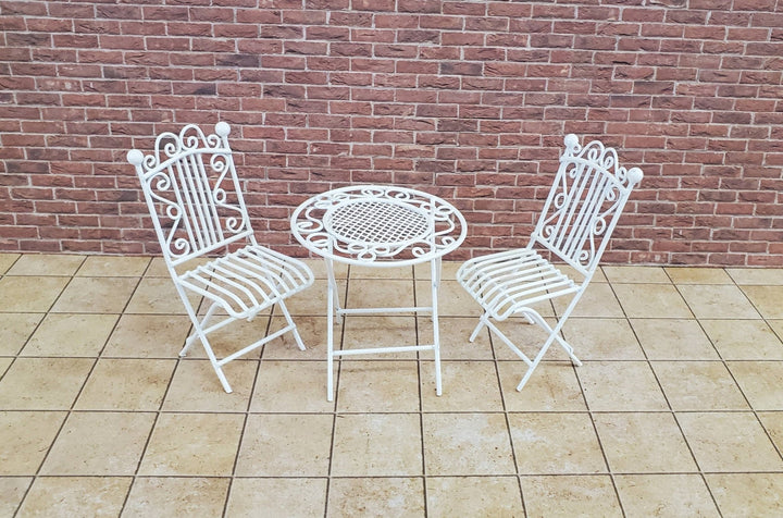 Dollhouse Miniature Patio Set Metal Table 2 Chairs 1:12 Scale Fairy Garden Bistro - Miniature Crush