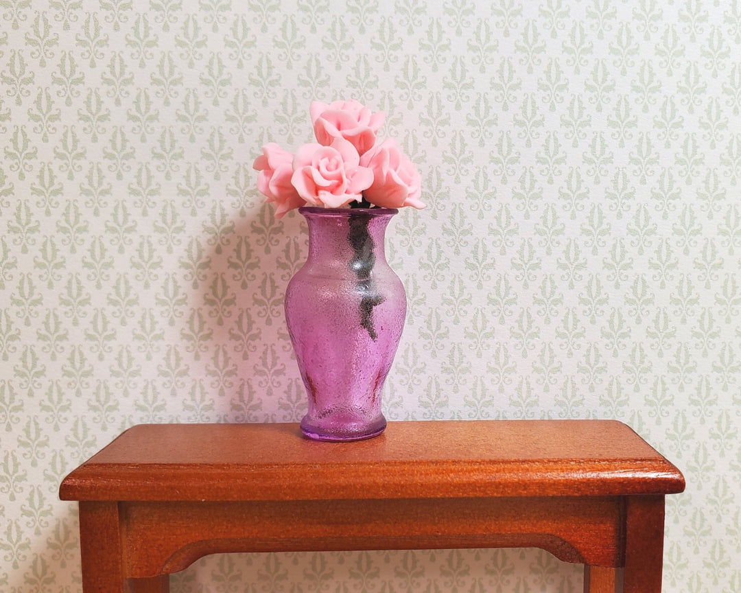 Dollhouse Miniature Pedestal Vase Lavender Large 1:12 Scale for flowers - MiniatureCrush
