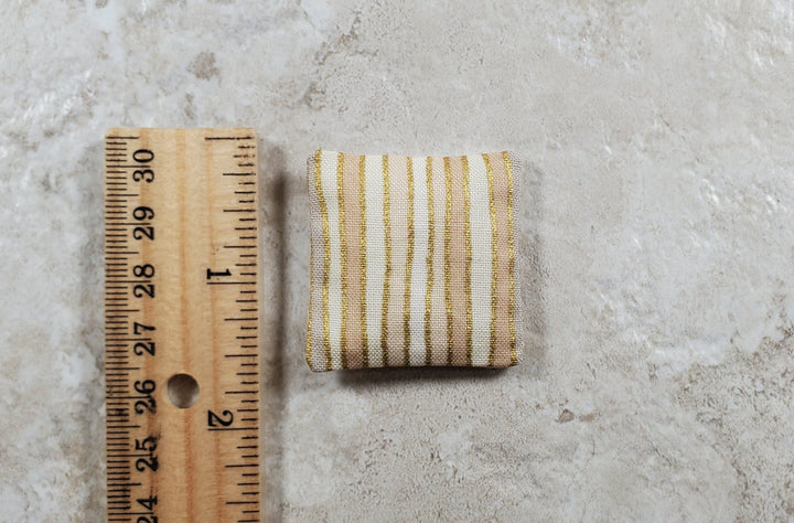 Dollhouse Miniature Pillow Cream & Gold Handmade 1:12 Scale 1 1/2" - MiniatureCrush