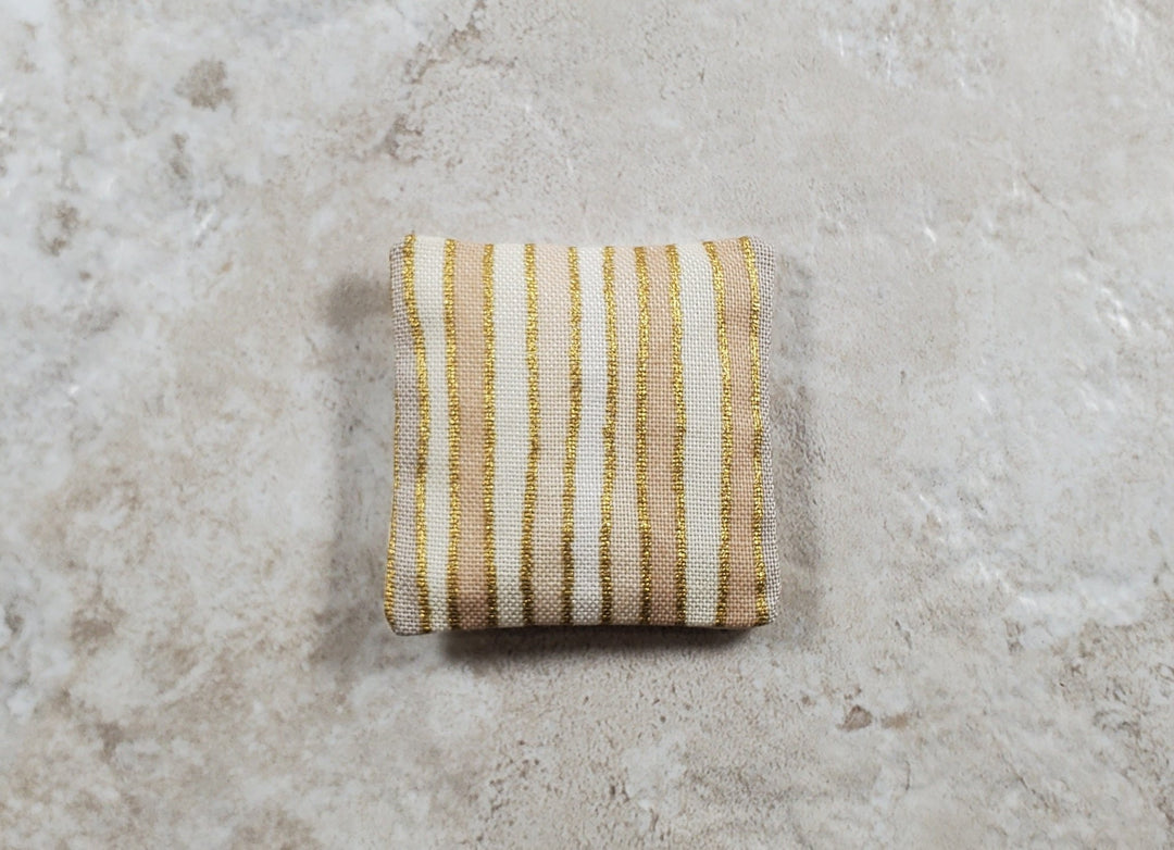 Dollhouse Miniature Pillow Cream & Gold Handmade 1:12 Scale 1 1/2" - MiniatureCrush