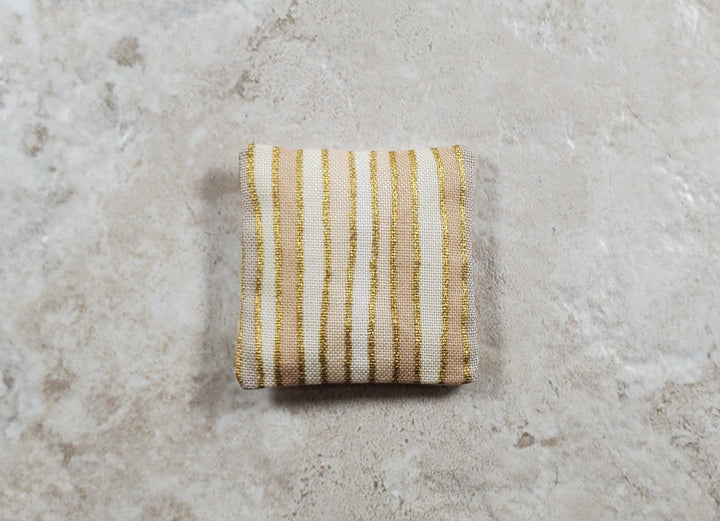 Dollhouse Miniature Pillow Cream & Gold Handmade 1:12 Scale 1 1/2" - MiniatureCrush