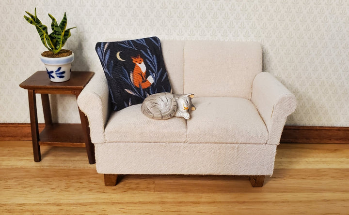 Dollhouse Miniature Pillow Fox with Moon Handmade 1:12 Scale 1 1/2" - MiniatureCrush