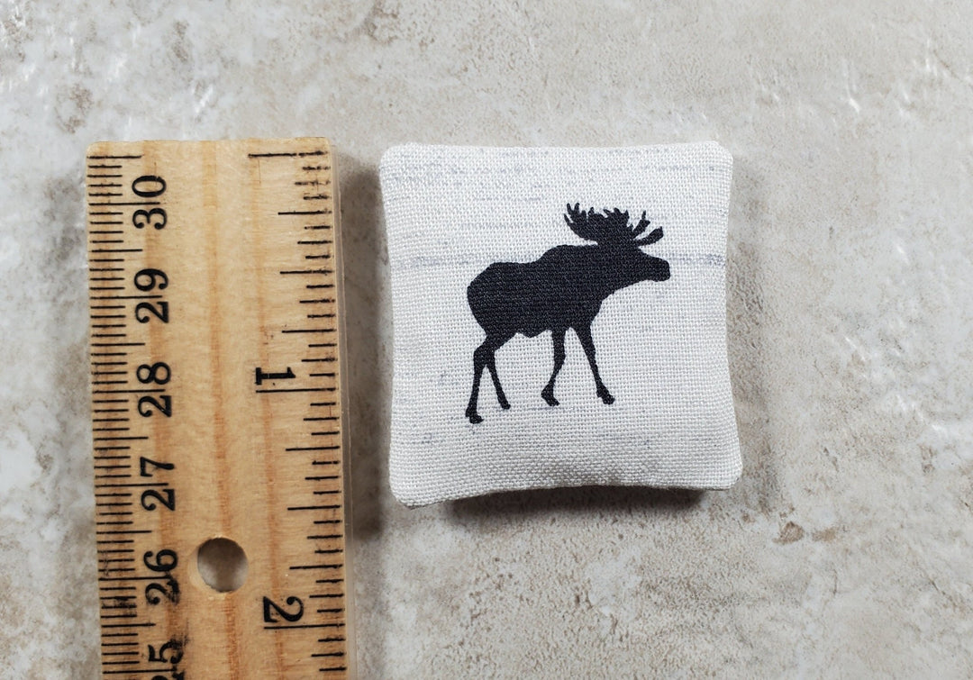 Dollhouse Miniature Pillow Moose Silhouette Handmade 1:12 Scale 1 1/2" - MiniatureCrush