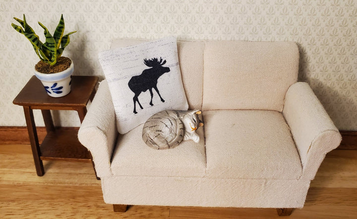 Dollhouse Miniature Pillow Moose Silhouette Handmade 1:12 Scale 1 1/2" - MiniatureCrush
