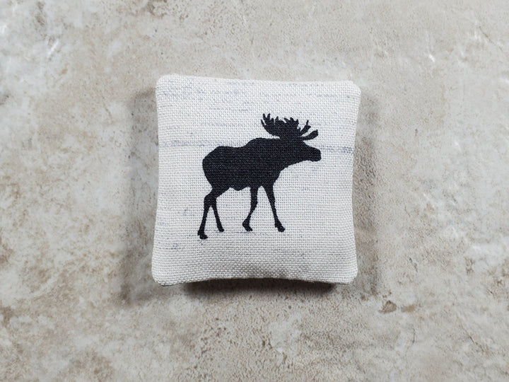 Dollhouse Miniature Pillow Moose Silhouette Handmade 1:12 Scale 1 1/2" - MiniatureCrush