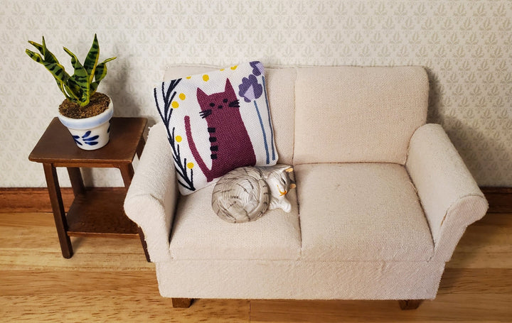 Dollhouse Miniature Pillow Purple Cat Handmade 1:12 Scale 1 1/2" - MiniatureCrush