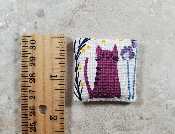 Dollhouse Miniature Pillow Purple Cat Handmade 1:12 Scale 1 1/2" - MiniatureCrush