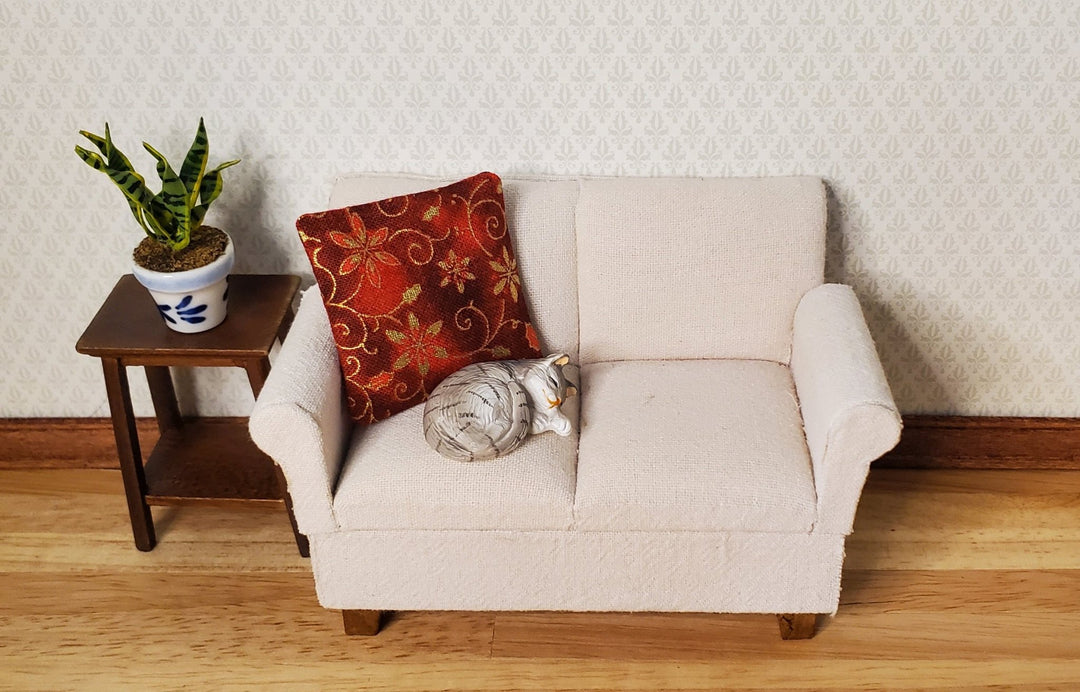 Dollhouse Miniature Pillow Red Christmas Poinsettias Handmade 1:12 Scale 1 1/2" - MiniatureCrush