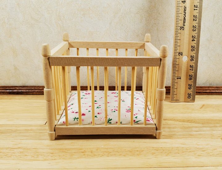 Dollhouse Miniature Playpen Natural Wood 1:12 Scale Nursery Room Furniture - MiniatureCrush
