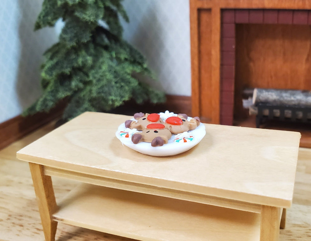 Dollhouse Miniature Reindeer Cookies on a Ceramic Plate 1:12 Scale Christmas - MiniatureCrush