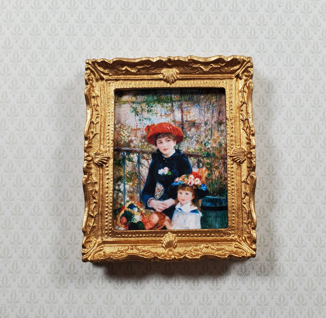 Dollhouse Miniature Renoir Two Sisters On the Terrace Framed Print 1:12 Scale - MiniatureCrush