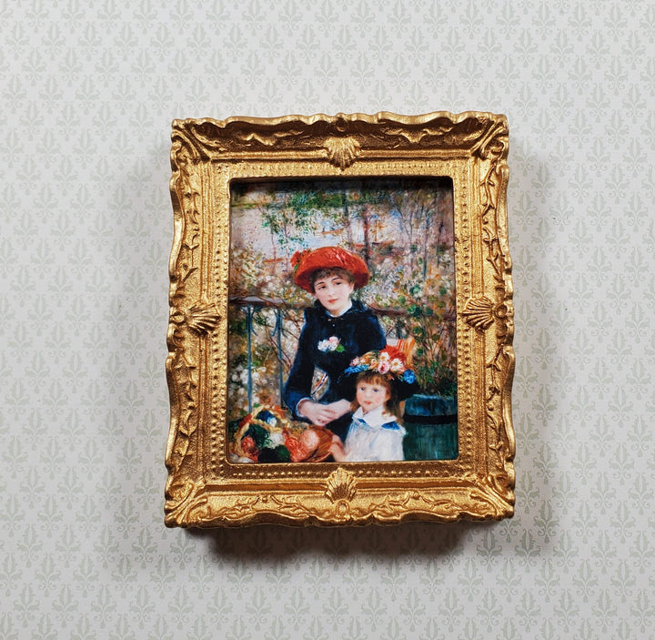 Dollhouse Miniature Renoir Two Sisters On the Terrace Framed Print 1:12 Scale - MiniatureCrush