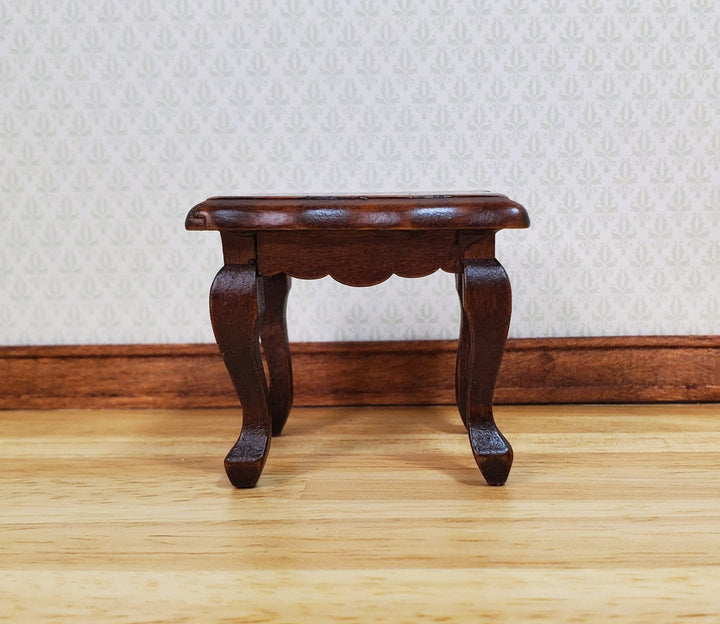 Dollhouse Miniature Side or End Table Curvy Top Walnut Fancy 1:12 Scale Wood - MiniatureCrush