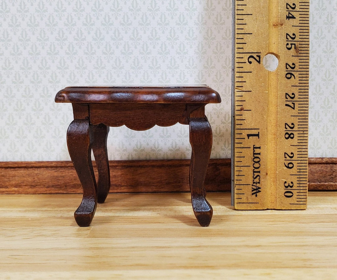 Dollhouse Miniature Side or End Table Curvy Top Walnut Fancy 1:12 Scale Wood - MiniatureCrush