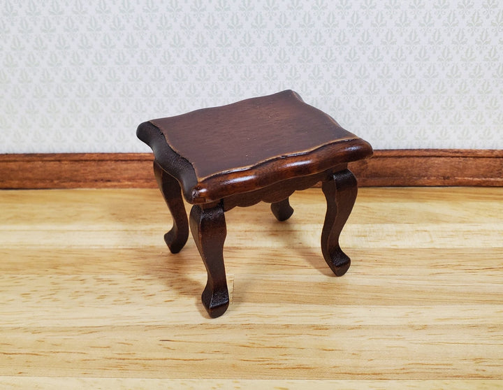 Dollhouse Miniature Side or End Table Curvy Top Walnut Fancy 1:12 Scale Wood - MiniatureCrush