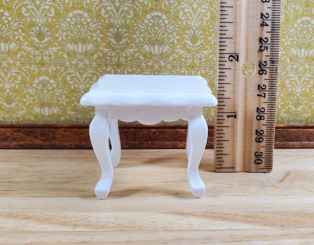 Dollhouse Miniature Side or End Table Curvy Top White Fancy 1:12 Scale Wood Furniture - MiniatureCrush