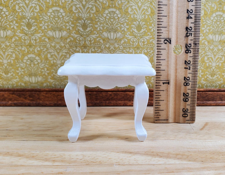 Dollhouse Miniature Side or End Table Curvy Top White Fancy 1:12 Scale Wood Furniture - MiniatureCrush