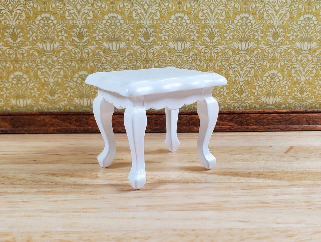 Dollhouse Miniature Side or End Table Curvy Top White Fancy 1:12 Scale Wood Furniture - MiniatureCrush