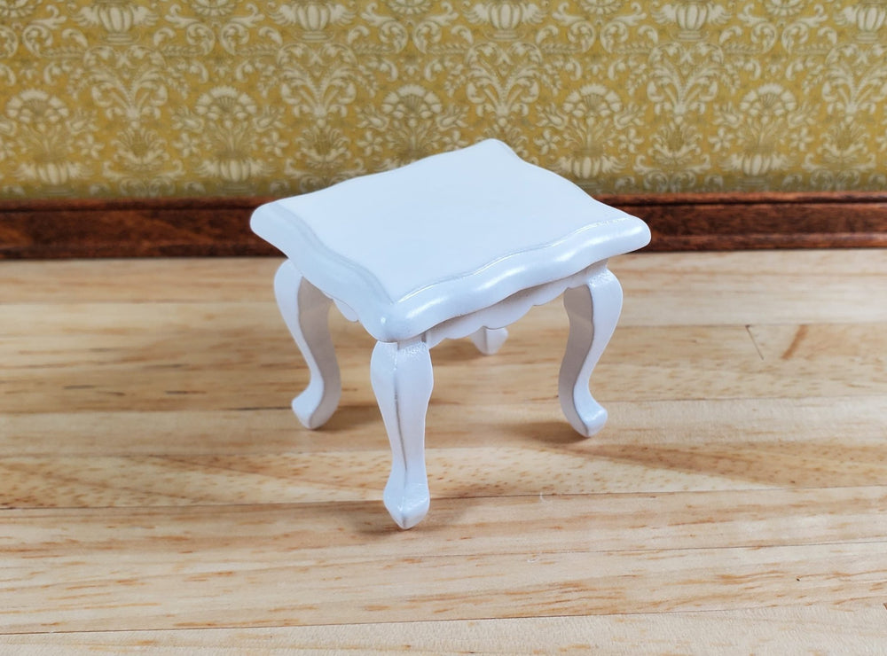 Dollhouse Miniature Side or End Table Curvy Top White Fancy 1:12 Scale Wood Furniture - MiniatureCrush