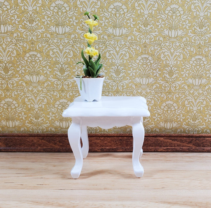 Dollhouse Miniature Side or End Table Curvy Top White Fancy 1:12 Scale Wood Furniture - MiniatureCrush