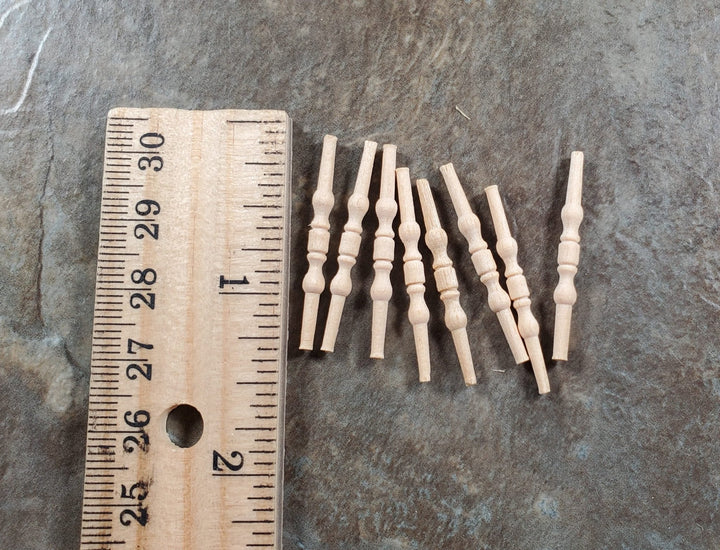 Dollhouse Miniature Spindles Small Wood 8 Pieces 1:12 Scale 1 1/4" HW12031 - MiniatureCrush