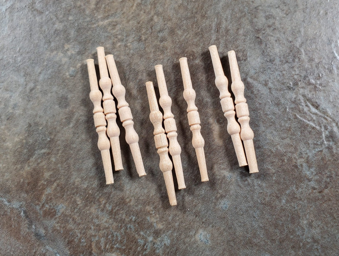 Dollhouse Miniature Spindles Small Wood 8 Pieces 1:12 Scale 1 1/4" HW12031 - MiniatureCrush