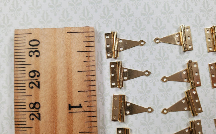 Dollhouse Miniature T Hinges Working x16 Gold 1:12 Scale Includes Nails - MiniatureCrush