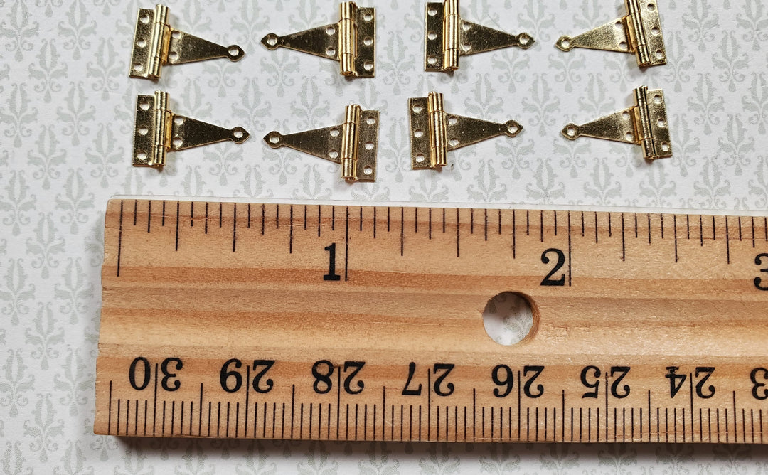Dollhouse Miniature T Hinges Working x16 Gold 1:12 Scale Includes Nails - MiniatureCrush