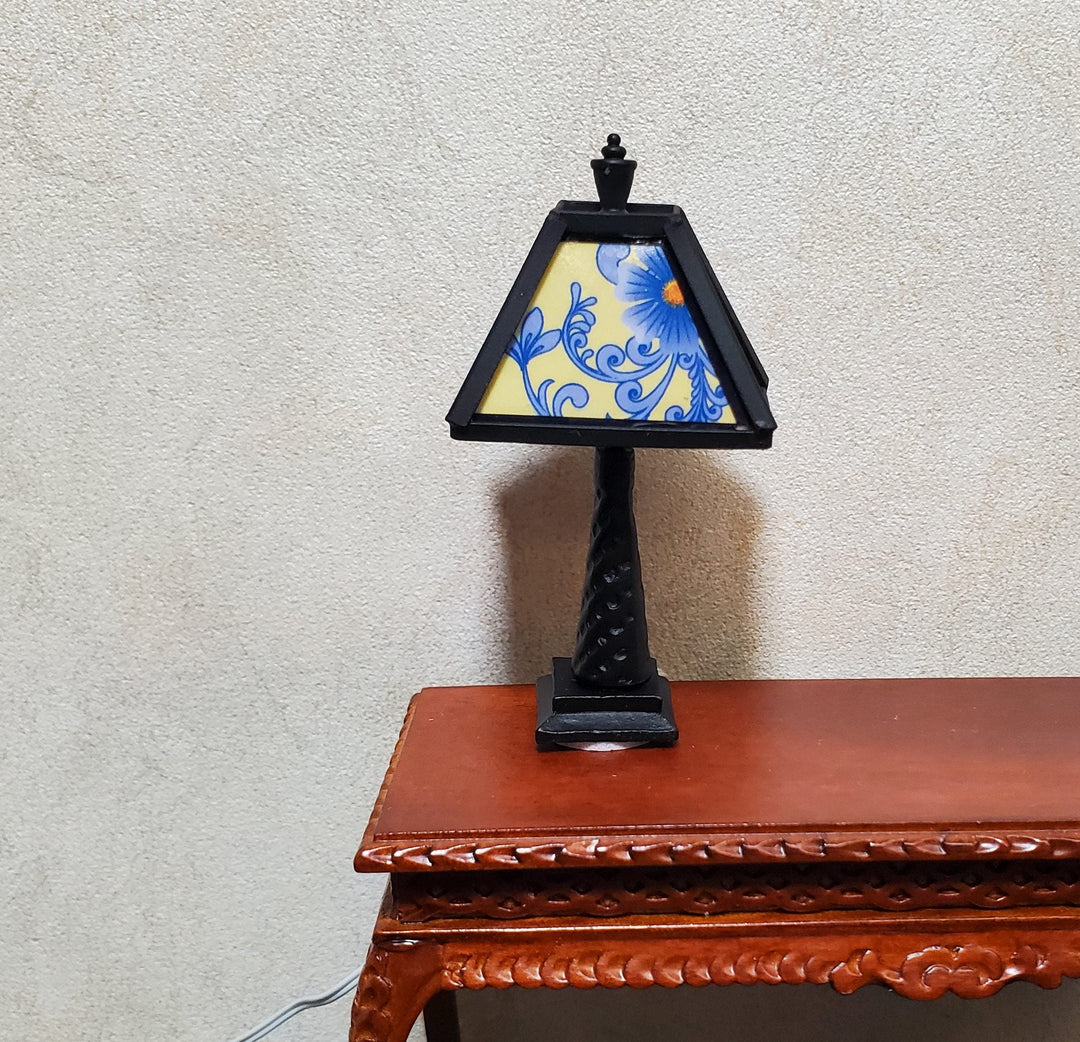 Dollhouse Miniature Table Lamp Arts & Crafts Craftsman Style 1:12 Scale 12 volt - MiniatureCrush