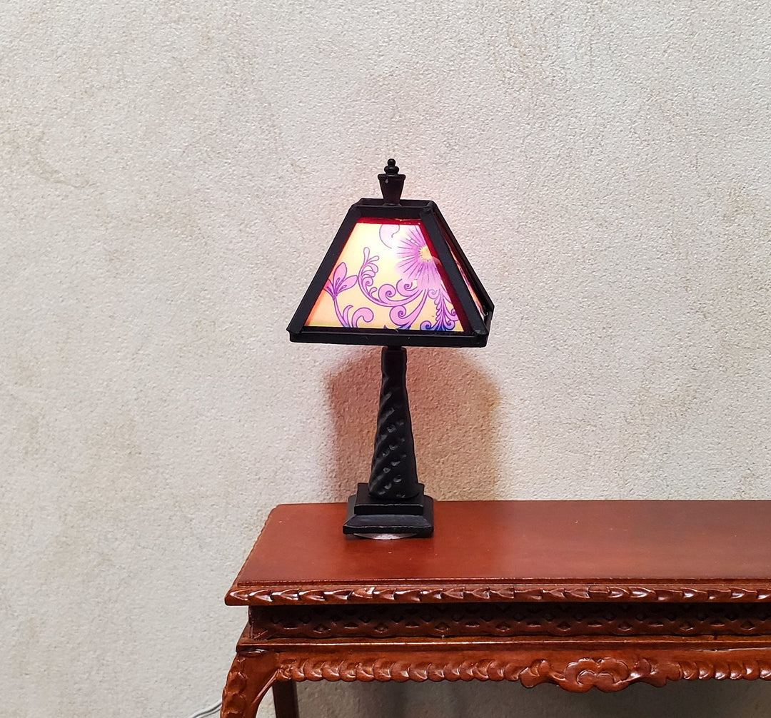 Dollhouse Miniature Table Lamp Arts & Crafts Craftsman Style 1:12 Scale 12 volt - MiniatureCrush