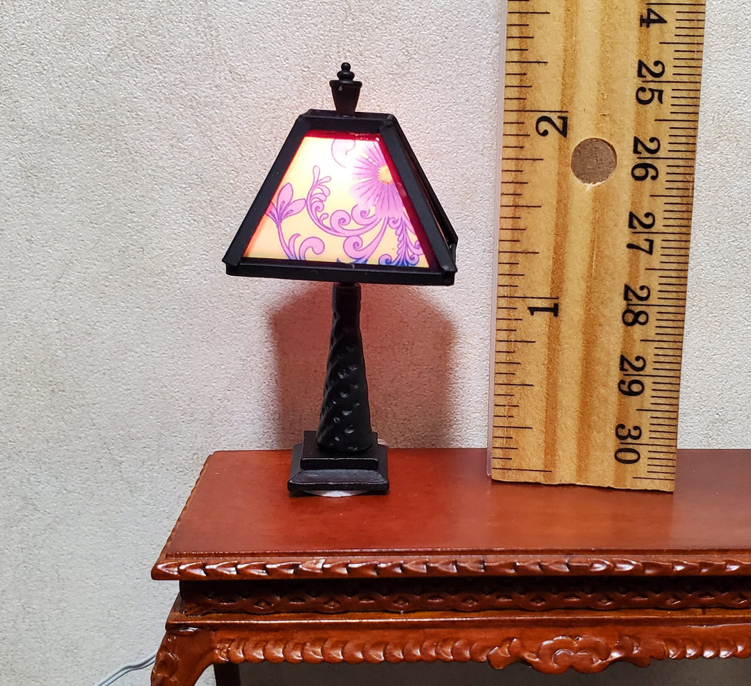 Dollhouse Miniature Table Lamp Arts & Crafts Craftsman Style 1:12 Scale 12 volt - MiniatureCrush