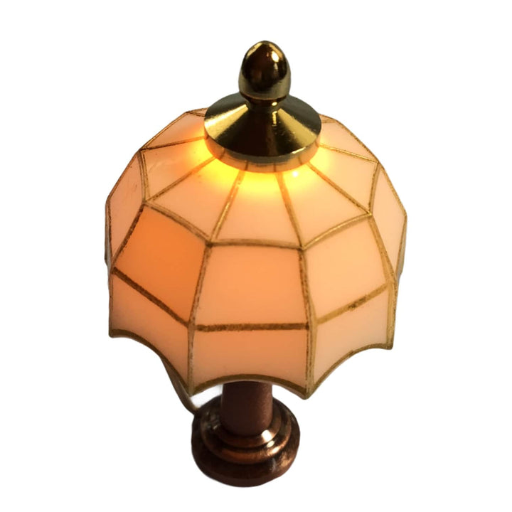 Dollhouse Miniature Table Lamp White Shade Bronze Base 12 volt w/Plug 1:12 Scale - MiniatureCrush