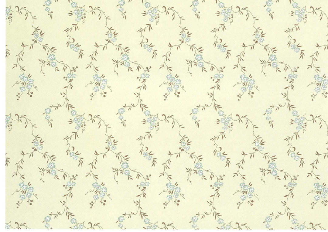 Dollhouse Miniature Wallpaper Brodnax Green Brown Floral "Empress" 1:12 Scale - Miniature Crush