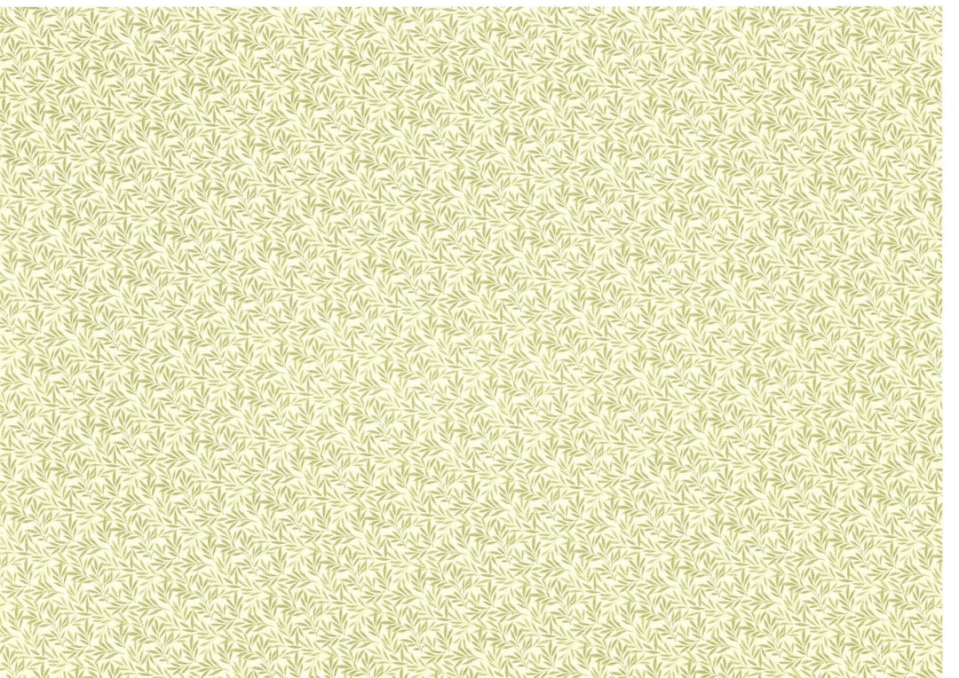 Dollhouse Miniature Wallpaper Brodnax Green & Cream Leaves "Willow" 1:12 Scale - Miniature Crush