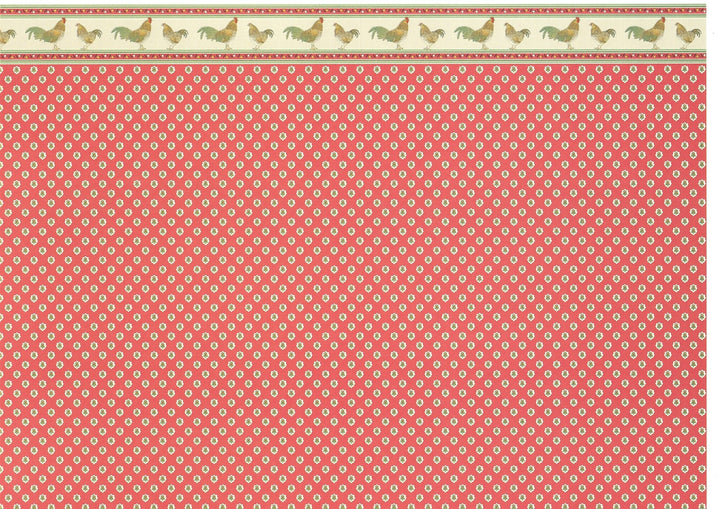 Dollhouse Miniature Wallpaper Brodnax Kitchen Red "Rooster" 1:12 Scale - Miniature Crush