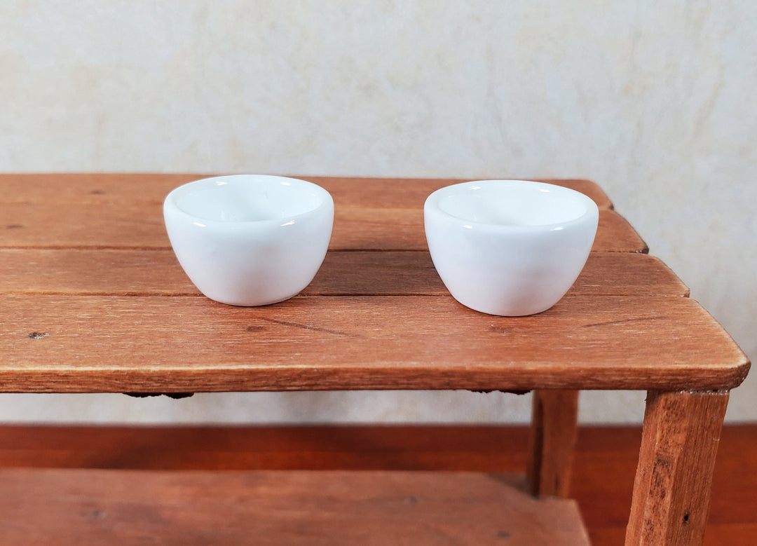 Dollhouse Miniature White Ceramic Bowls Set of 2 1:12 Scale Miniature - MiniatureCrush