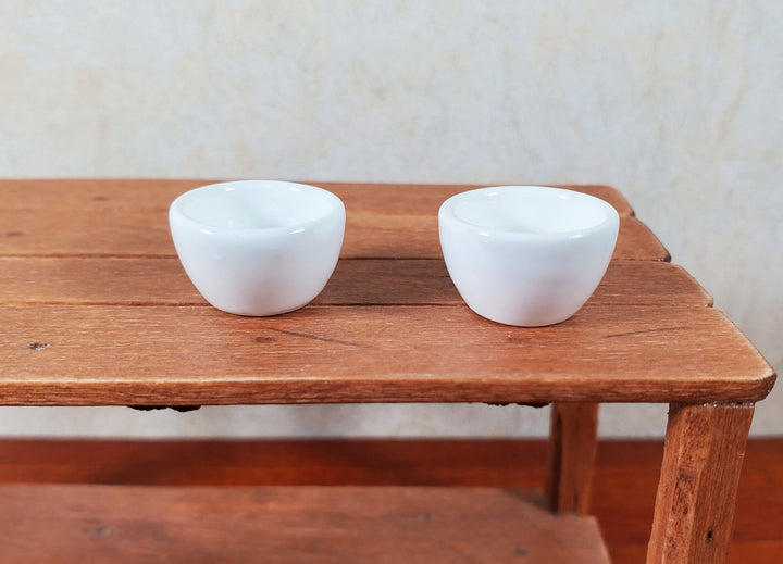 Dollhouse Miniature White Ceramic Bowls Set of 2 1:12 Scale Miniature - MiniatureCrush