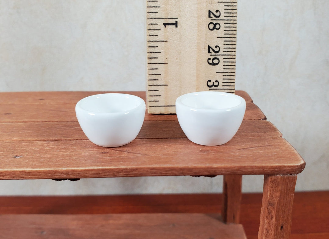 Dollhouse Miniature White Ceramic Bowls Set of 2 1:12 Scale Miniature - MiniatureCrush