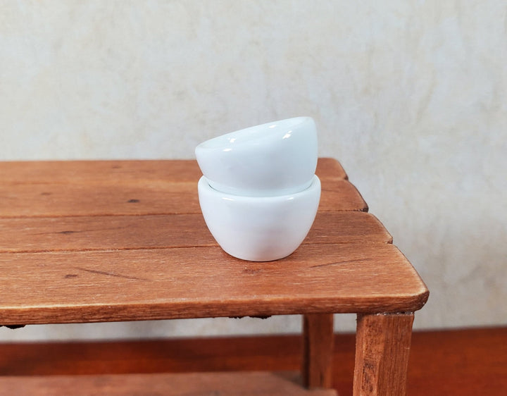 Dollhouse Miniature White Ceramic Bowls Set of 2 1:12 Scale Miniature - MiniatureCrush