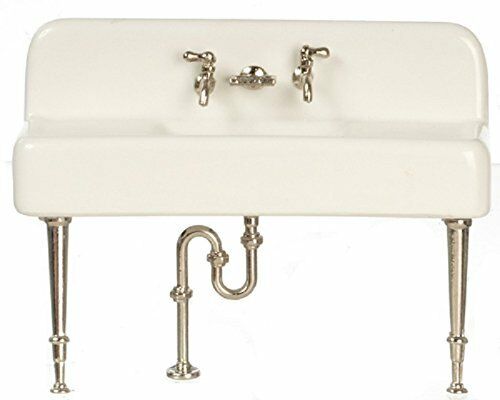 Dollhouse Miniature White Porcelain Sink Kit Kitchen or Utility Room 1:12 Scale - MiniatureCrush